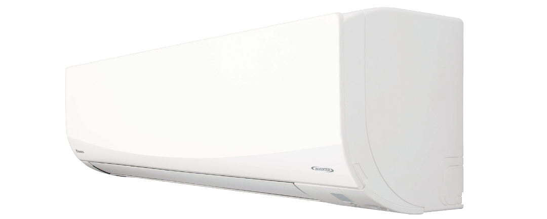 white wall-mounted reverse cycle air conditioning unit with a modern design.